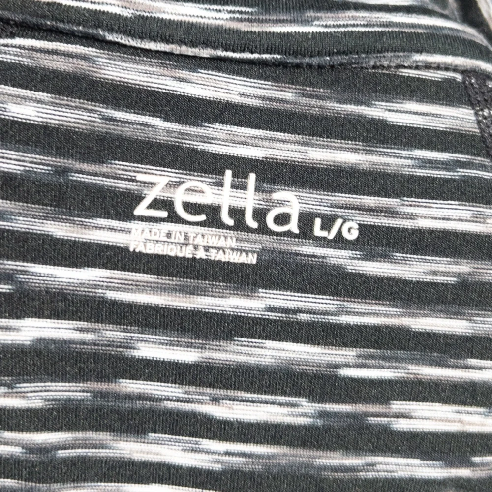 Zella Women’s L Stamina Jacket‎ Workout Athletic Black Grey Striped Mesh Fitted